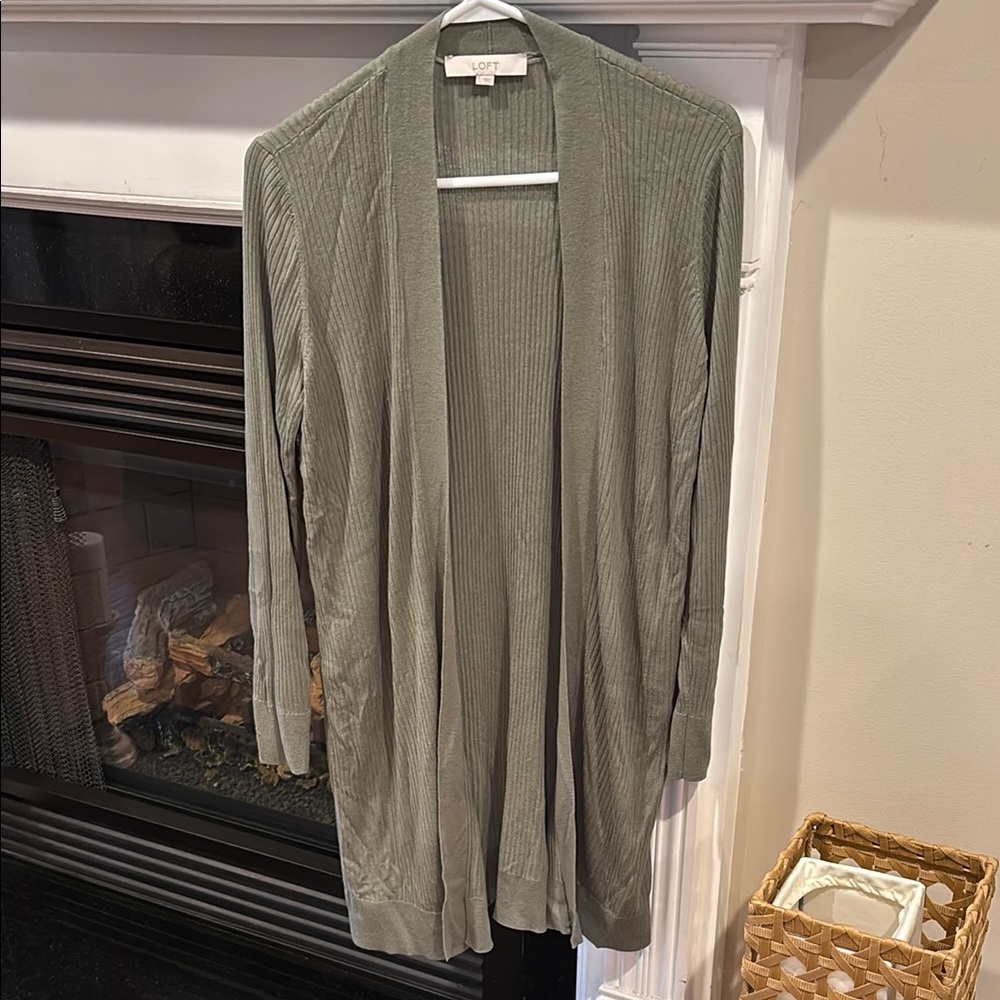 LOFT Women's Green Open Front Sweater
